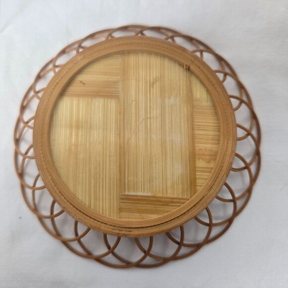 Geisha Bamboo Asian Wicker Coaster Set of 6 with Holder Vintage - Picture 13 of 16